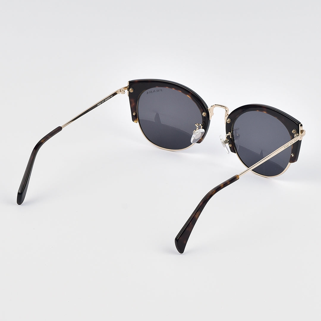 Classic Cat Eye Retro Half Frame Horn Rimmed Sun Glasses For Women (POLARIZED)