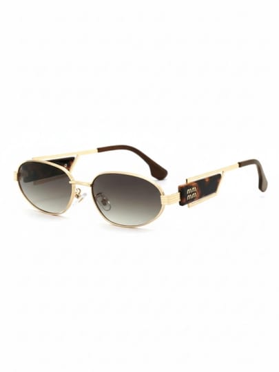 Oval Sunglasses featuring Gold-Tone Metal frames & Tortoise shell Temple Details