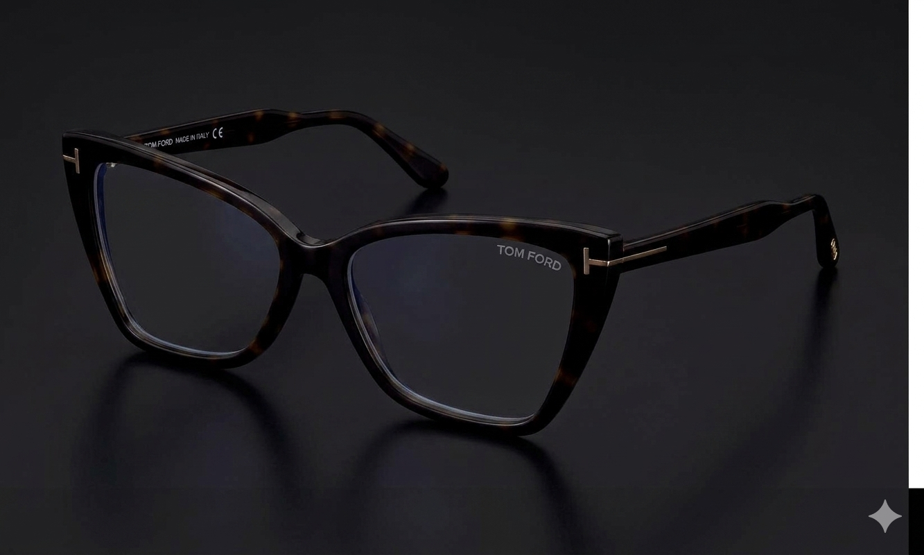 Premium Acetate Cat Eyeglasses For Women FT 5844 -B , t Logo.