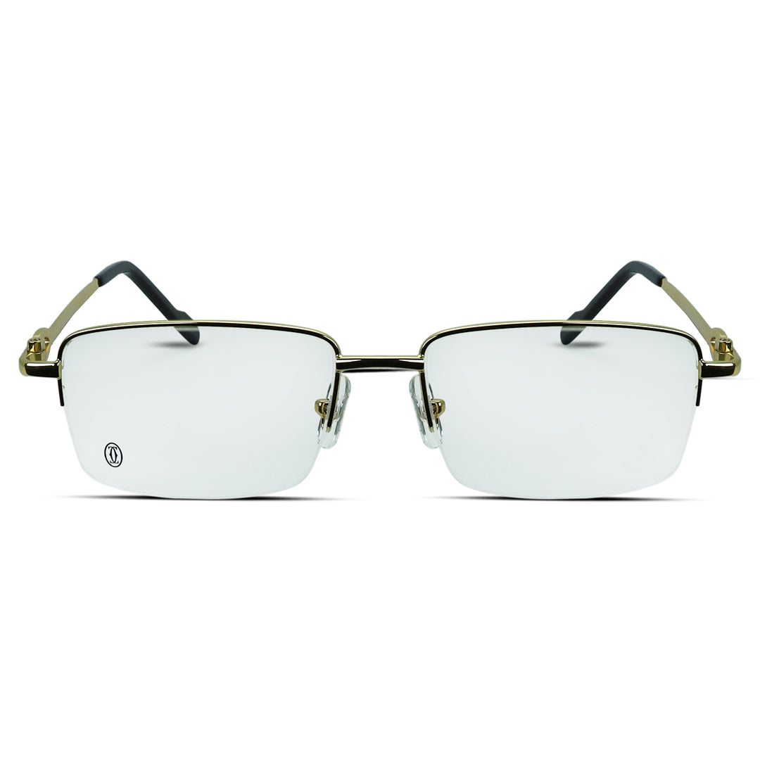 Rectangle Half Rimless Metal Men's Eyeglasses