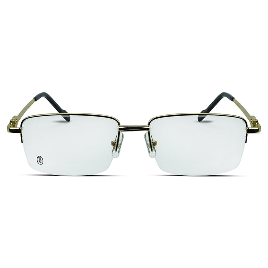 Rectangle Half Rimless Metal Men's Eyeglasses