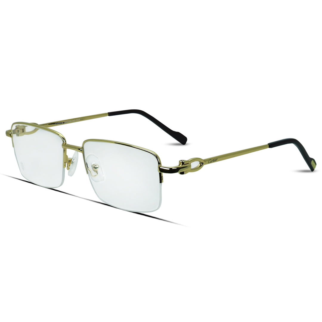 Rectangle Half Rimless Metal Men's Eyeglasses