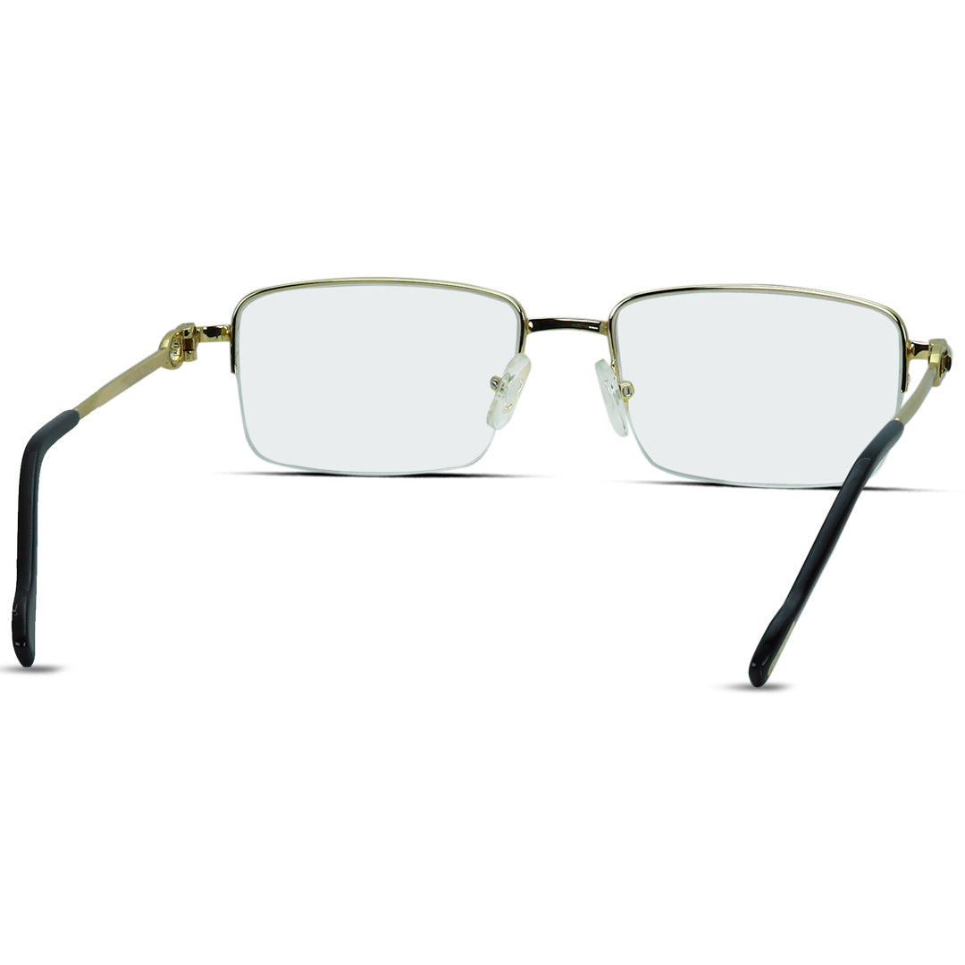 Rectangle Half Rimless Metal Men's Eyeglasses