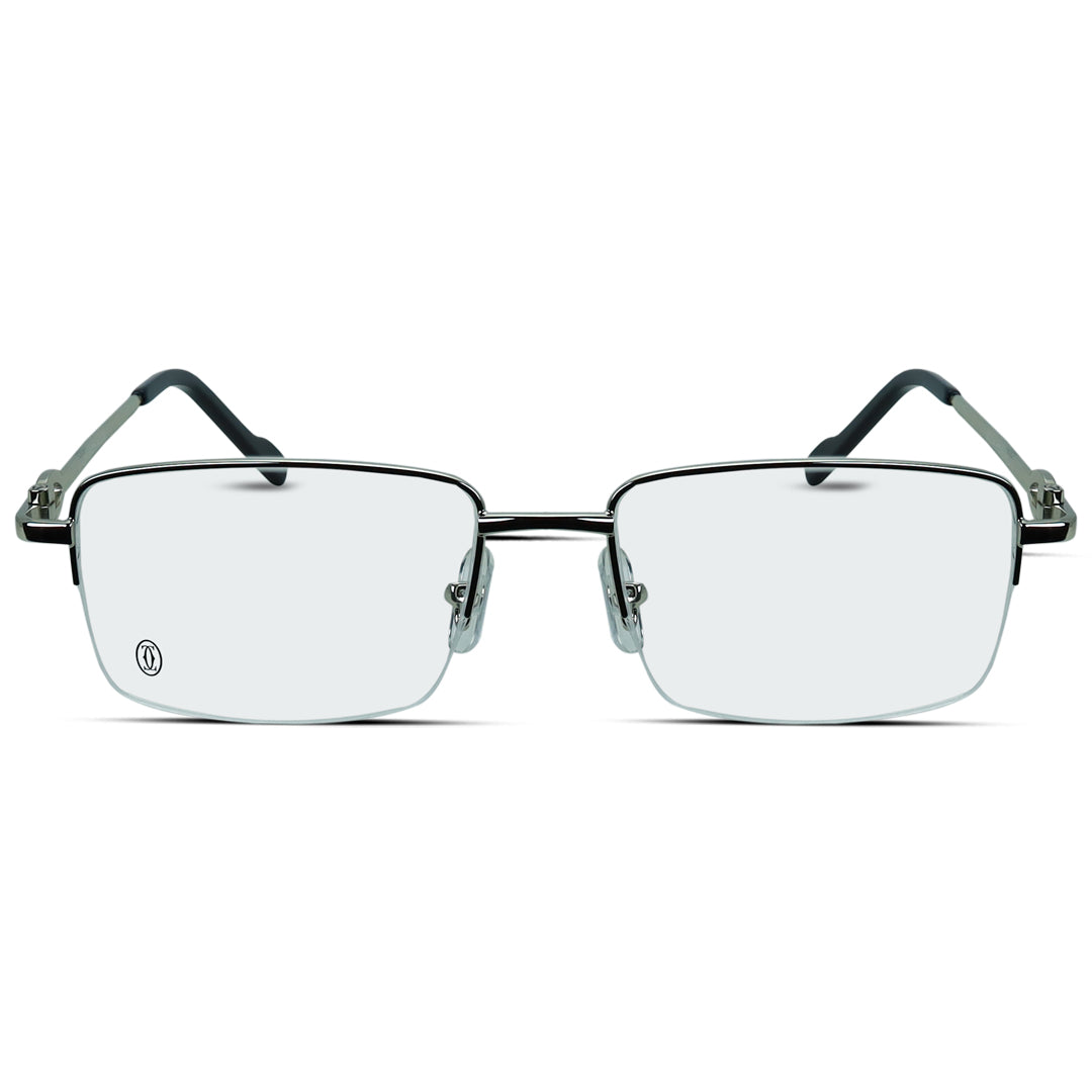 Rectangle Half Rimless Metal Men's Eyeglasses