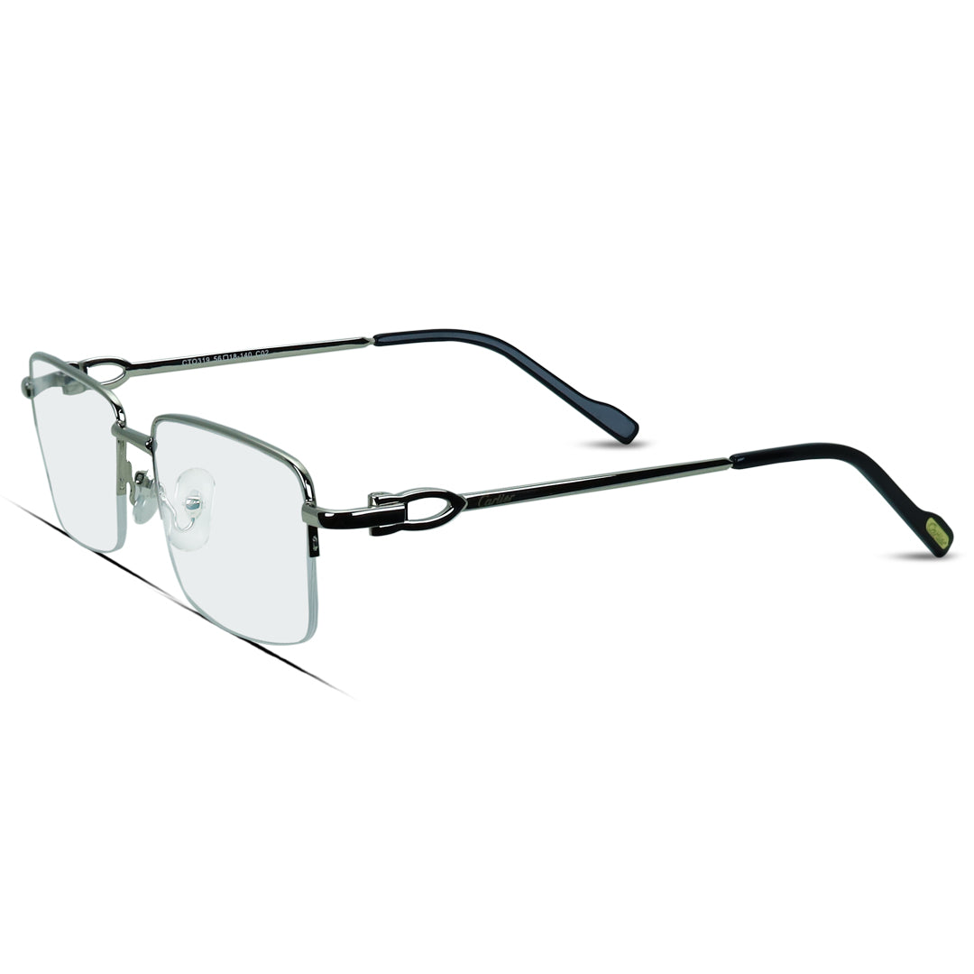 Rectangle Half Rimless Metal Men's Eyeglasses
