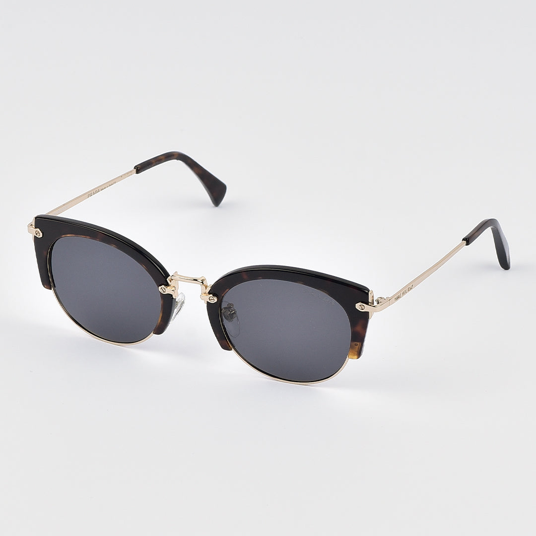 Classic Cat Eye Retro Half Frame Horn Rimmed Sun Glasses For Women (POLARIZED)