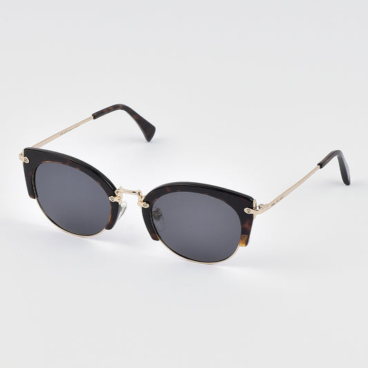 Classic Cat Eye Retro Half Frame Horn Rimmed Sun Glasses For Women (POLARIZED)