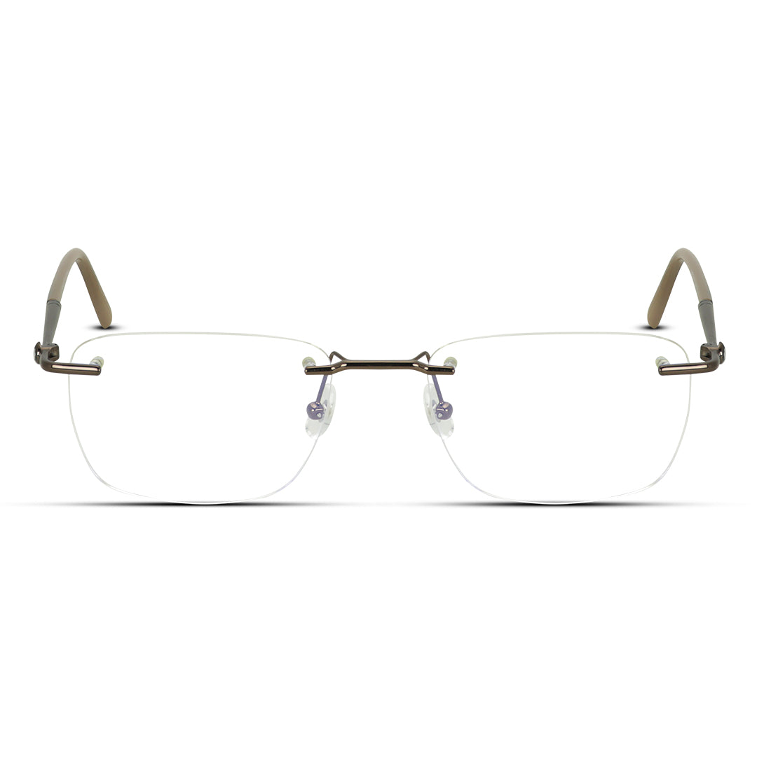 Rimless Rectangle Medium Men Women Eyeglasses