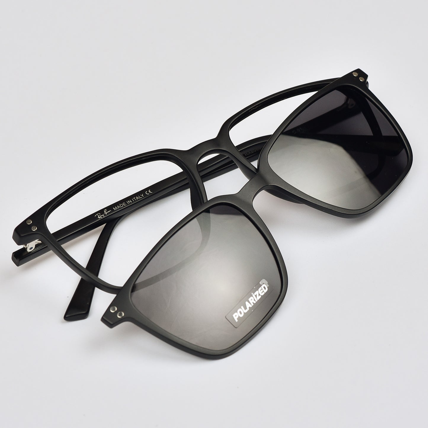 Square TR  Eye Glasses with Magnetic Polarized clip-on lens