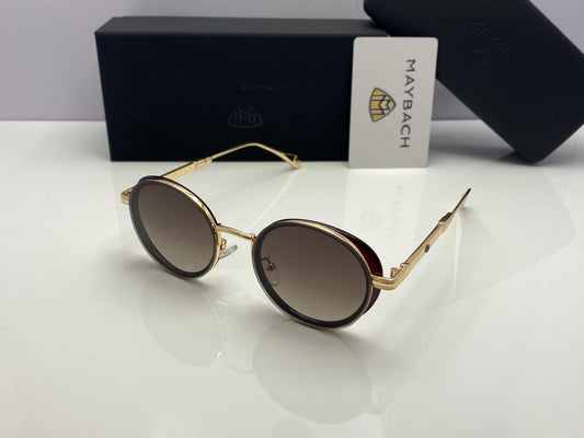 Golden Brown Gradient Metal Oval Sunglass