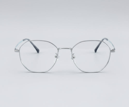 Silver Metal Octagon Eye Glasses