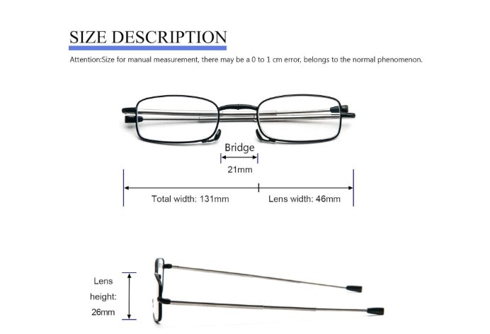 Foldable Reading Glasses with a Compact Case & Key Chain