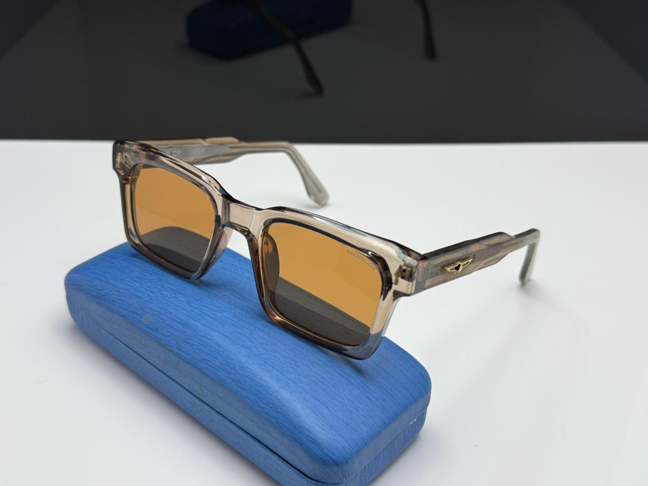 Translucent Rectangular Thick Fashion Sun Glass For Bold Looks