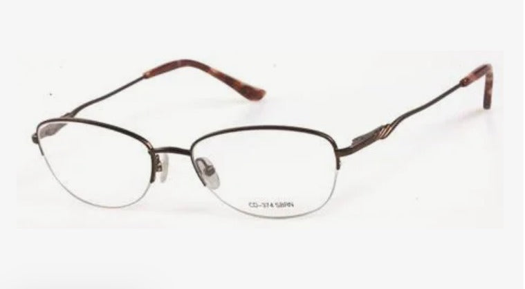 Catherine Deneuve Eyeglasses Brown Oval Half Rim For Women