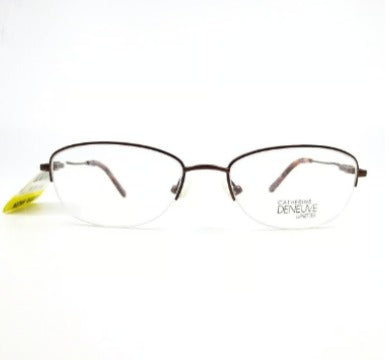 Catherine Deneuve Eyeglasses Brown Oval Half Rim For Women