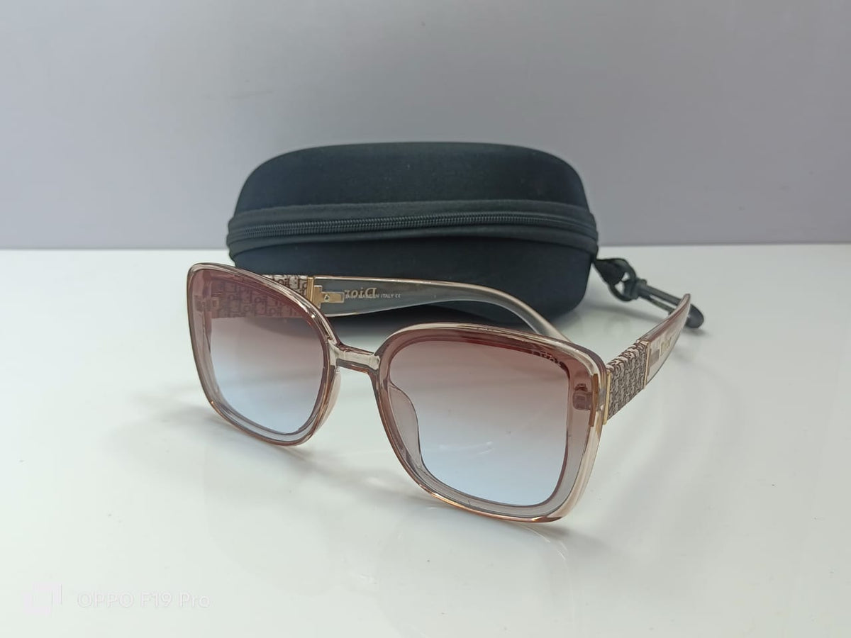 Translucent Beige Fashion Square Sun Glasses For Women