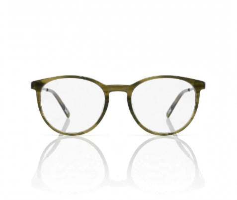Olive-Green, Full-Rim Round Acetate Eyeglasses