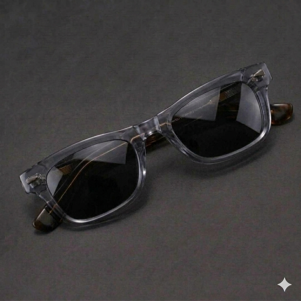 Retro Bold Effect Thick Rectangular Sun Glasses For Men - Women