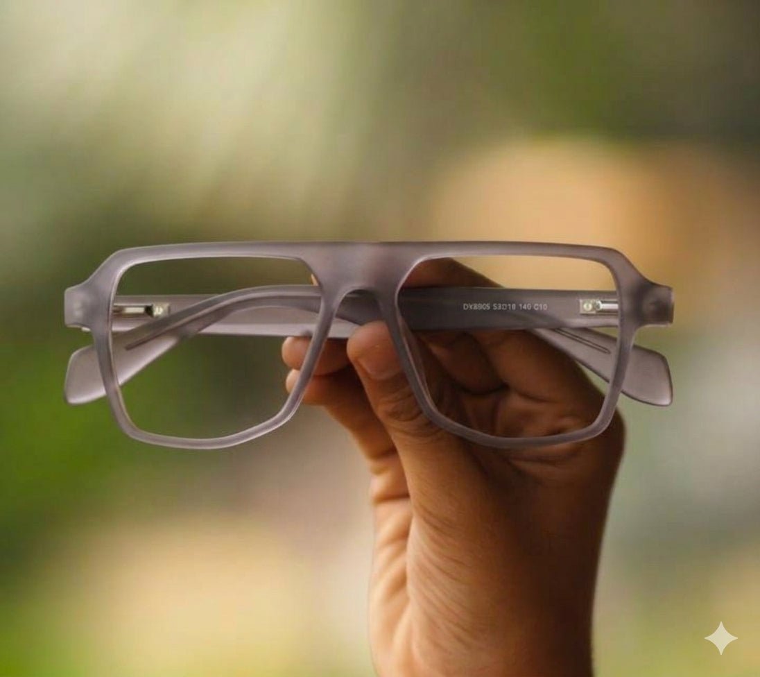 Matte Frosted Geometric Aviator eyeglasses featuring a Bold, Thick Brow Bar