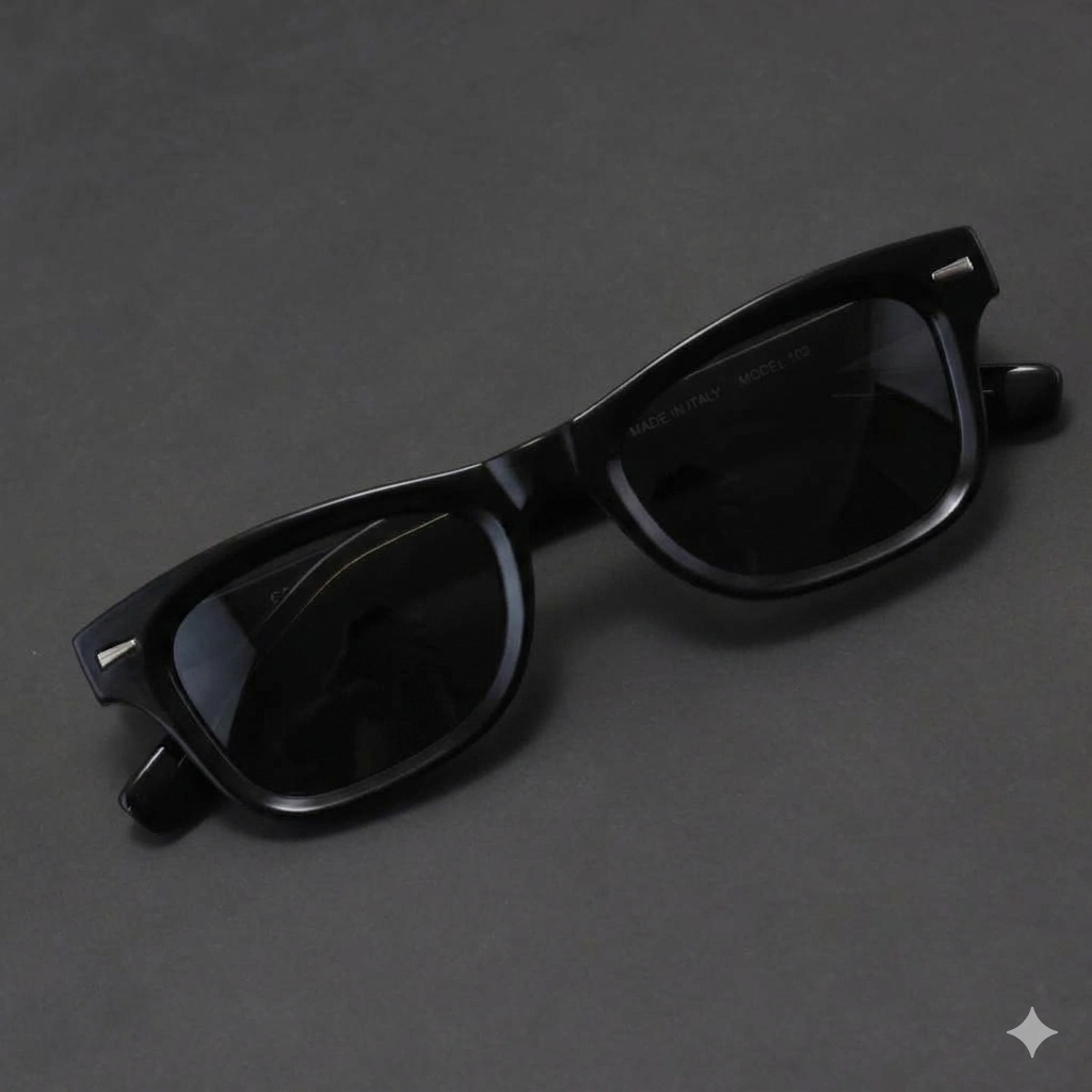 Retro Bold Effect Thick Rectangular Sun Glasses For Men - Women