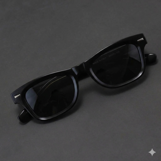 Retro Bold Effect Thick Rectangular Sun Glasses For Men - Women