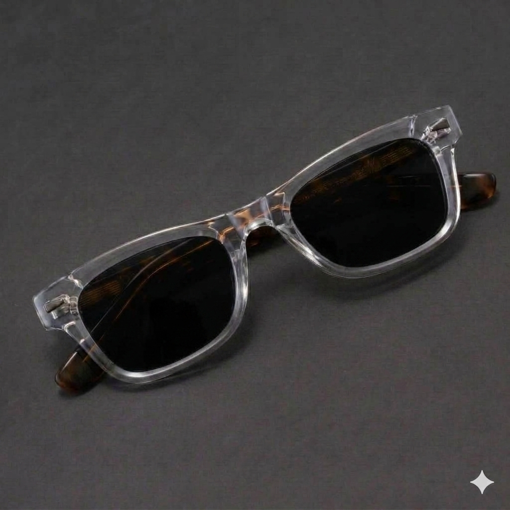 Retro Bold Effect Thick Rectangular Sun Glasses For Men - Women