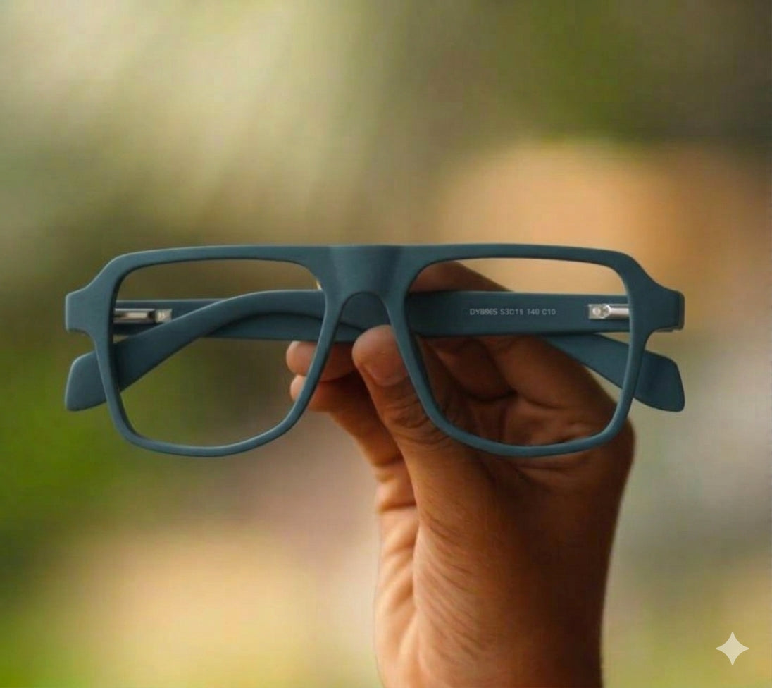 Matte Frosted Geometric Aviator eyeglasses featuring a Bold, Thick Brow Bar