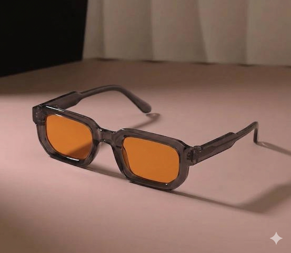 Trendy Thick Rectangular Sun Glasses